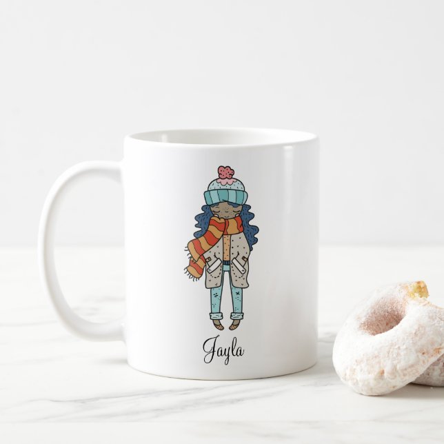 Taza De Café Chica acogedor vacaciones de invierno café persona (Con donut)