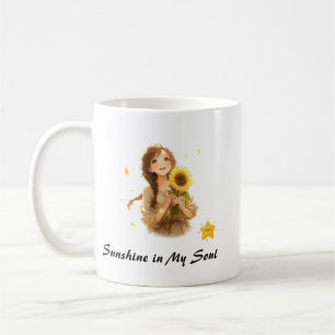Taza De Café Chica Anime con Estética de Girasol Gráfico 