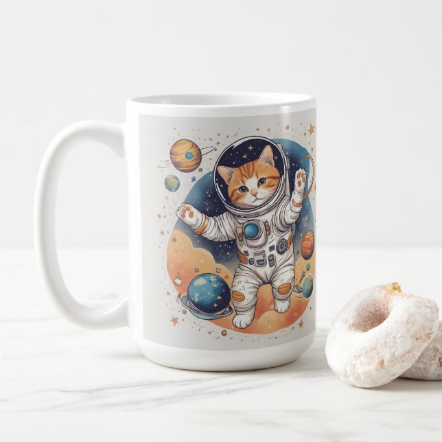 Taza De Café chica astronauta ✨ Hoodie (Con donut)