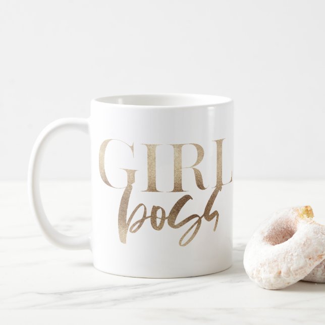 Taza De Café Chica Boss | Oro amarillo | Poderoso moderno (Con donut)