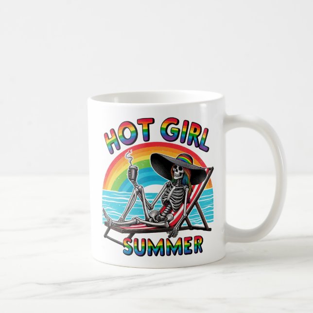 Taza De Café Chica caliente Skeleton Retro Beach Design (Derecha)