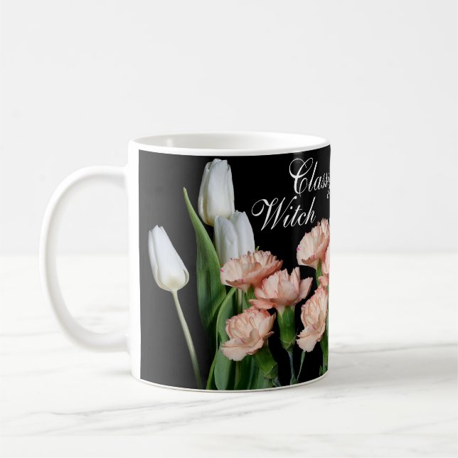 Taza De Café chica cara ilustracion de moda tendencia floral (Izquierda)