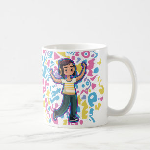 Taza De Café Chica con audífonos con flexión y relajación