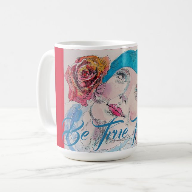 Taza De Café Chica con color rojo rosa Beret (Anverso izquierdo)
