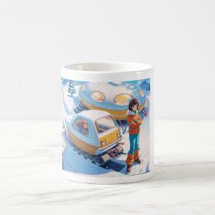 Taza De Café Chica con moto de nieve retro