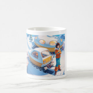 Taza De Café Chica con moto de nieve retro