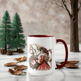 Taza De Café Chica Con Navidades De Caballos Y Vestidos