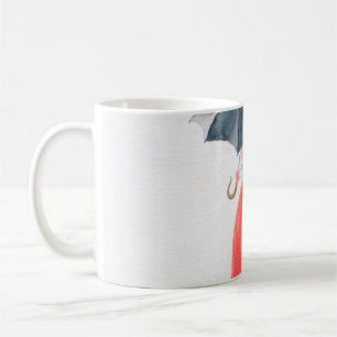 Taza De Café Chica con paraguas bajo la lluvia. ilustracion de 