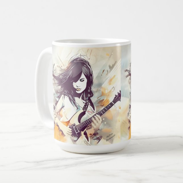 Taza De Café Chica con vibraciones de música rock (Anverso izquierdo)