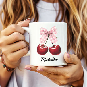 Taza De Café Chica Cumpleañera Dama de Honor Coquette Cherry