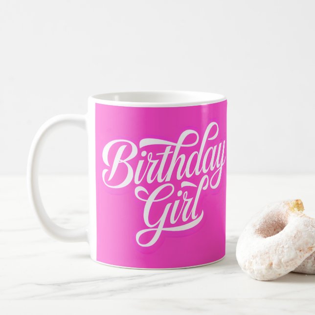 Taza De Café Chica Cumpleaños Rosa (Con donut)