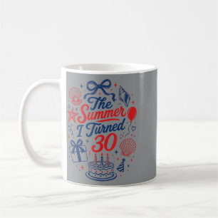 Taza De Café Chica de 30 Cumpleaños Costero Lazo Conchas Verano