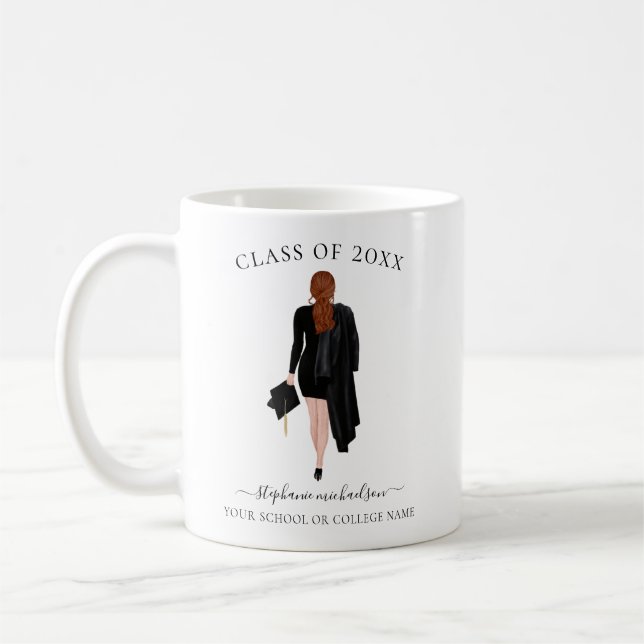 Taza De Café Chica de acuarela de graduado personalizado (Izquierda)