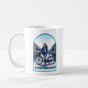Taza De Café Chica de Ámsterdam con bicicleta en puente