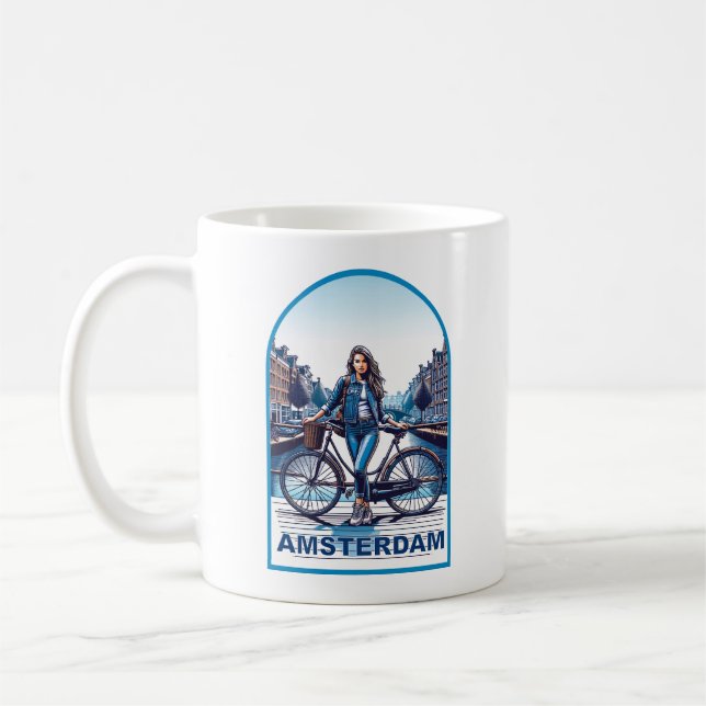 Taza De Café Chica de Ámsterdam con bicicleta en puente (Izquierda)