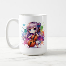 Taza De Café Chica de animaciones cúrcute Jugando Cello Player