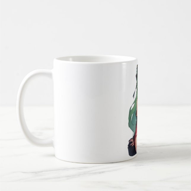 Taza De Café chica de anime con pelo verde (Izquierda)