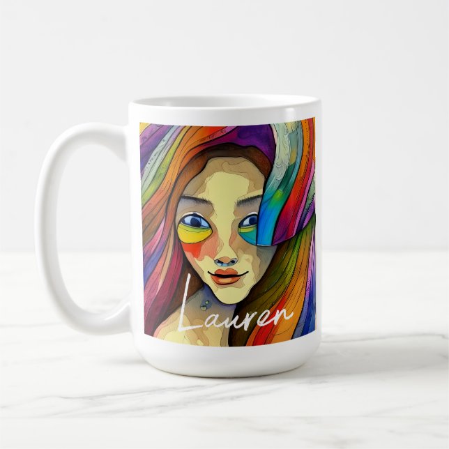 Taza De Café Chica de arte abstracto colorido personalizado (Izquierda)
