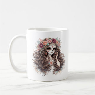 Taza De Café Chica de azúcar floral calavera arte de fantasía g
