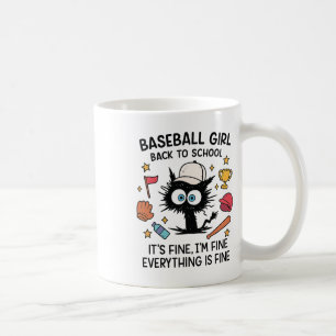 Taza De Café Chica de béisbol de gato divertido Está bien Estoy