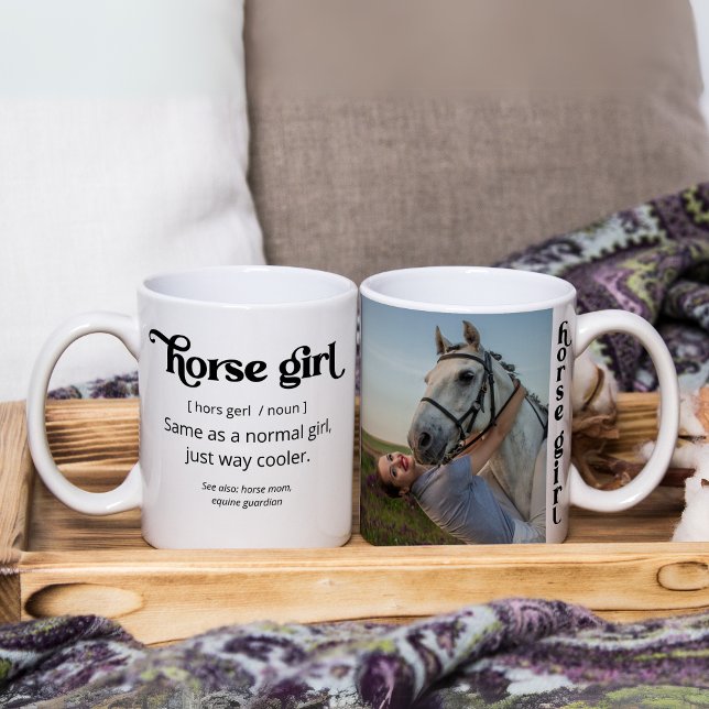 Taza De Café Chica de caballos, ¡muy fresco! Foto de personaliz (Horse Girl same as a normal girl, just way cooler Coffee Mug)