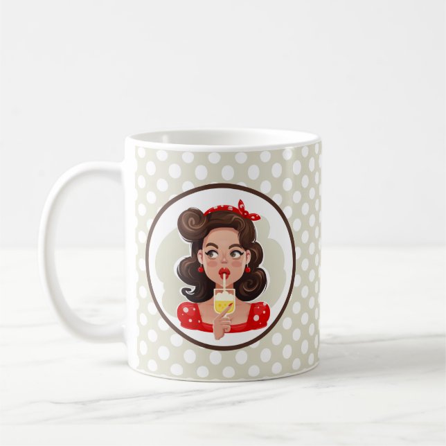 Taza De Café Chica de cócteles Cute Retro Mug (Izquierda)