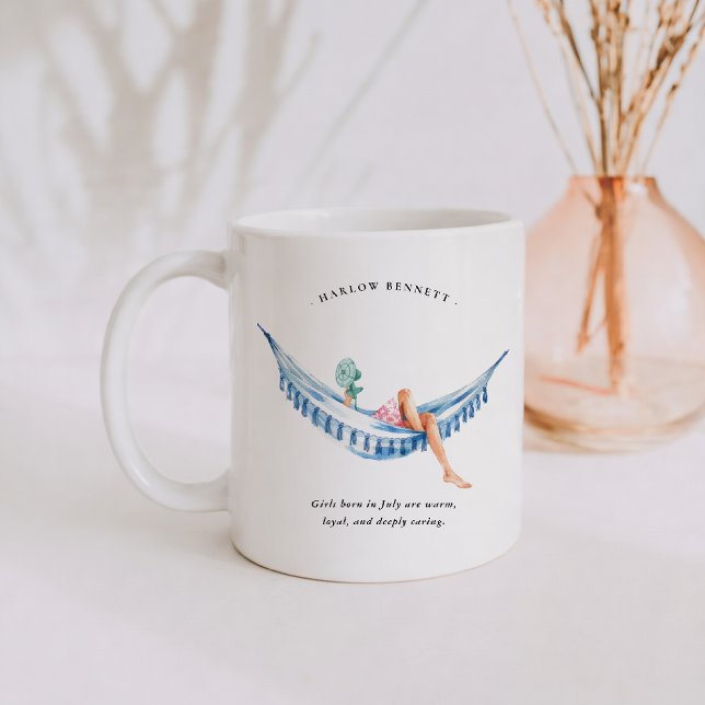 Taza De Café Chica de cumpleaños en julio | Monograma  (Subido por el creador)