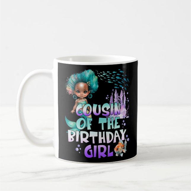 Taza De Café Chica De Cumpleaños Primo De Sirena Del Chica De C (Izquierda)