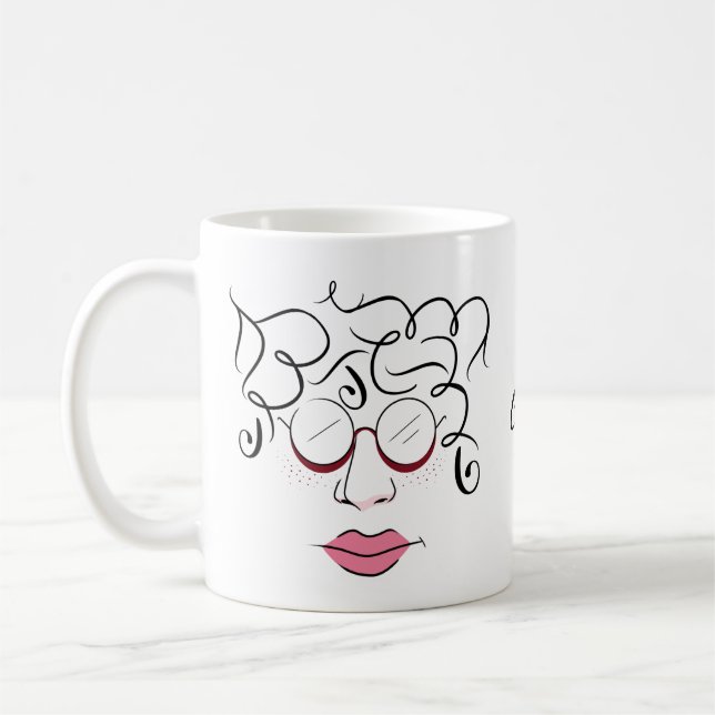 Taza De Café Chica de curry con labios y lentes rosados (Izquierda)