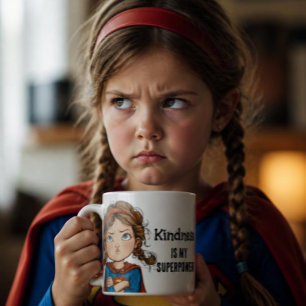 Taza De Café Chica de dibujos animados superheroína malcriada