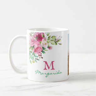 Taza De Café Chica de dos Collages de fotos de acuarela floral