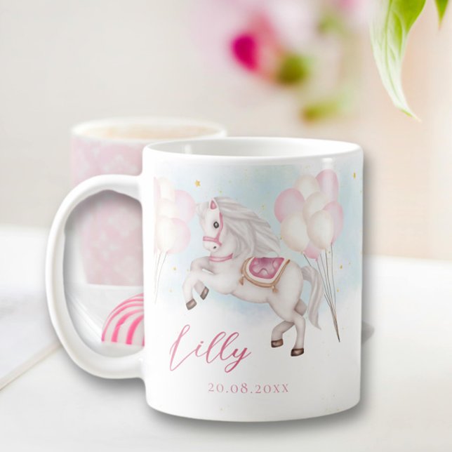 Taza De Café Chica de estrellas de globos rosados de Pony (Subido por el creador)