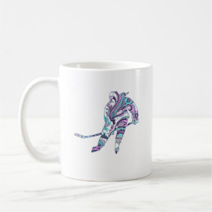 Taza De Café Chica de hockey patinador Silhouette Paisley