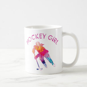 Taza De Café Chica de hockey rosado Jugador color agua barba co