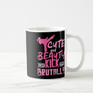 Taza De Café Chica de karate y kickboxing femenino lindo y herm