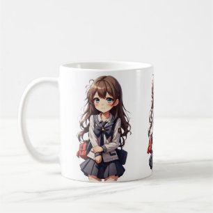 Taza De Café Chica de la escuela japonesa de anime