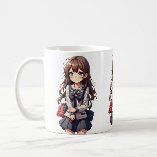 Taza De Café Chica de la escuela japonesa de anime (Izquierda)