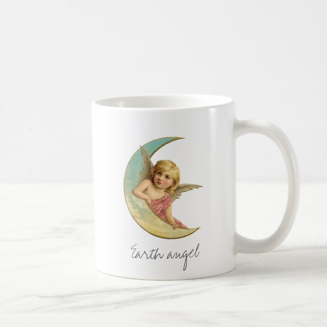 Taza De Café Chica de la luna del ángel de la tierra del (Derecha)