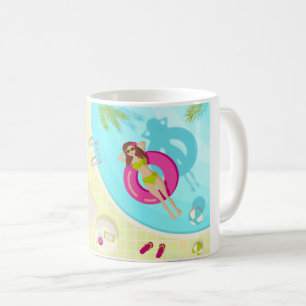 Taza De Café Chica de la piscina en la playa de verano de bikin