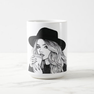 Taza De Café Chica de moda con café Mug