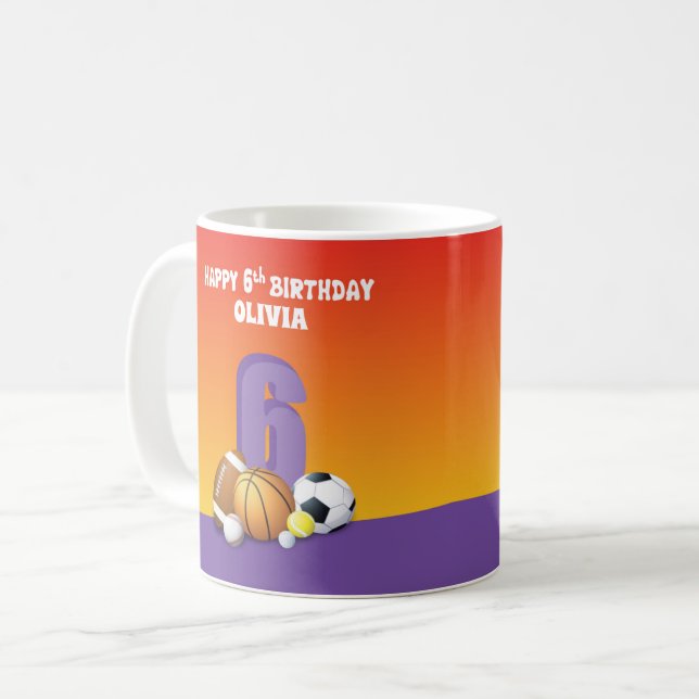 Taza De Café Chica de nombre personalizado 6º Balls deportivas  (Anverso izquierdo)