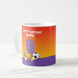 Taza De Café Chica de nombre personalizado 9º Bolas Deportivas 