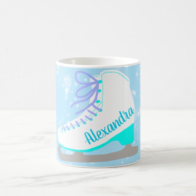 Taza De Café Chica de patinaje sobre hielo azul personalizado (Centro)