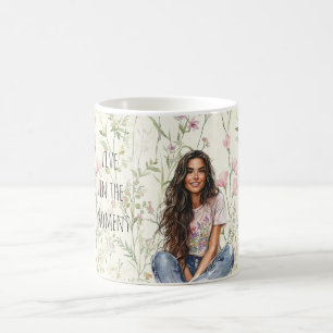 Taza De Café Chica de Pelo Castaño Flores