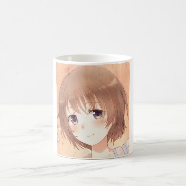 Taza De Café Chica de pelo marrón dulce anime (Centro)