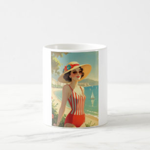 Taza De Café Chica de playa de estilo vintage Cote D'Azur