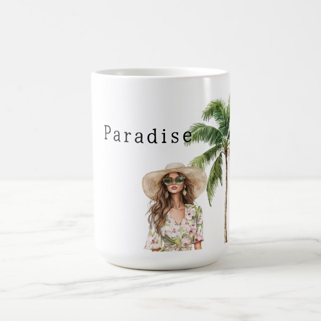 Taza De Café Chica de playa de Palm Trees Tropical (Centro)