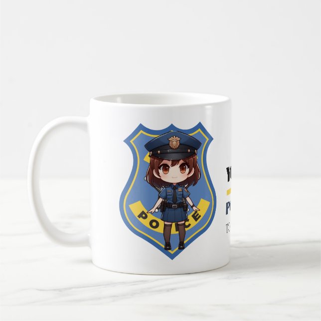 Taza De Café Chica de policía de Kawaii - Café Mug (Izquierda)