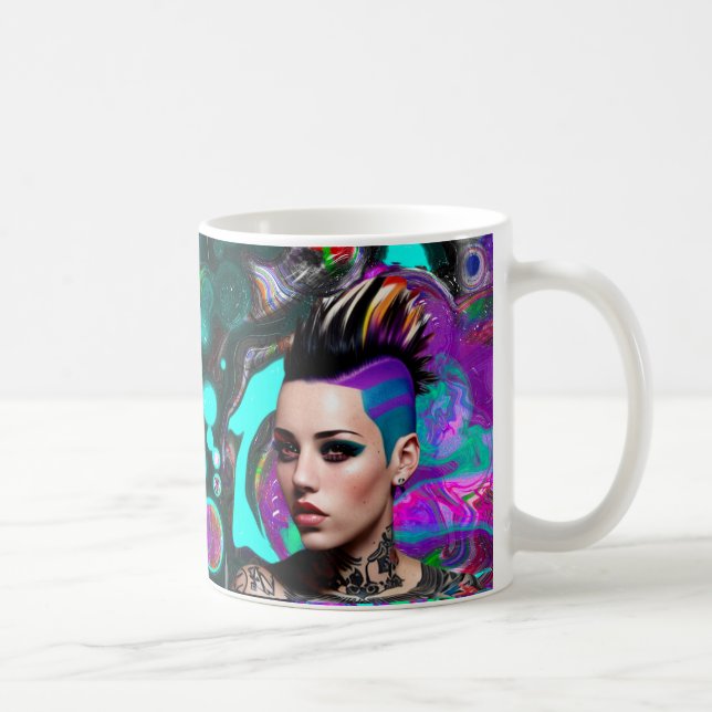 Taza De Café Chica de Punk de Mohawk Resumen arte (Derecha)