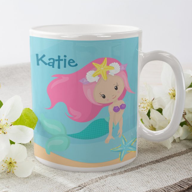 Taza De Café Chica de Sirena Cuidada Niños Personalizados Ocean (Subido por el creador)